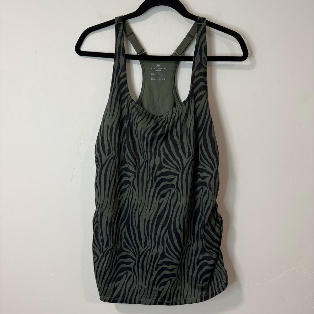 Ruby Ribbon Women's Sports Tank Racerback Square Neck Black Green 44